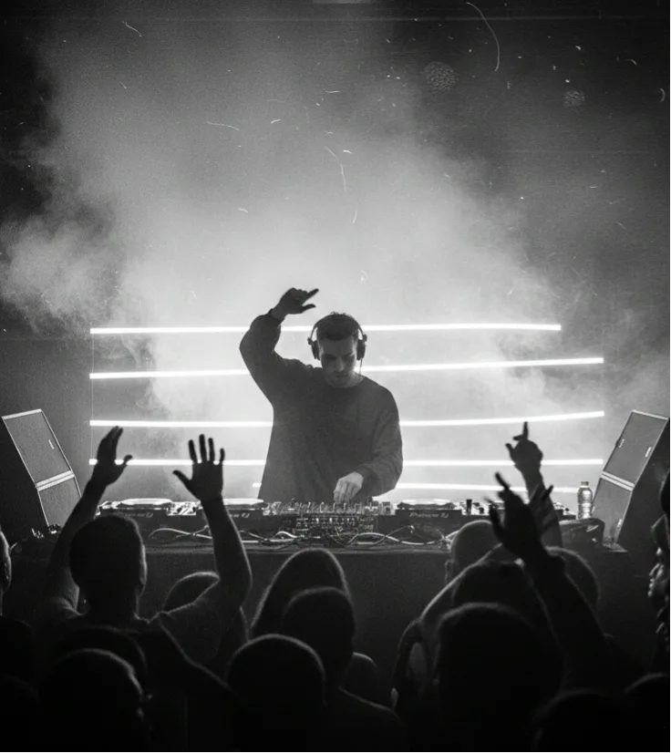 A DJ performing to a crowd